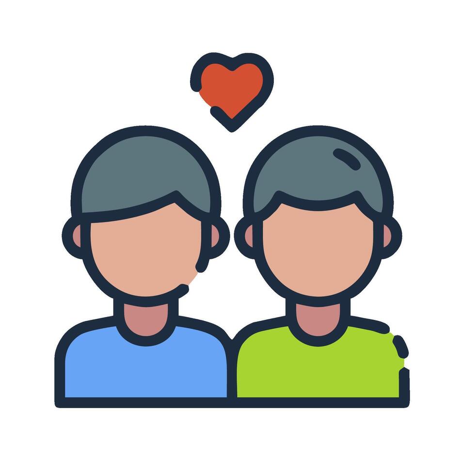 Two people with hearts on their heads, one man is holding a heart vector