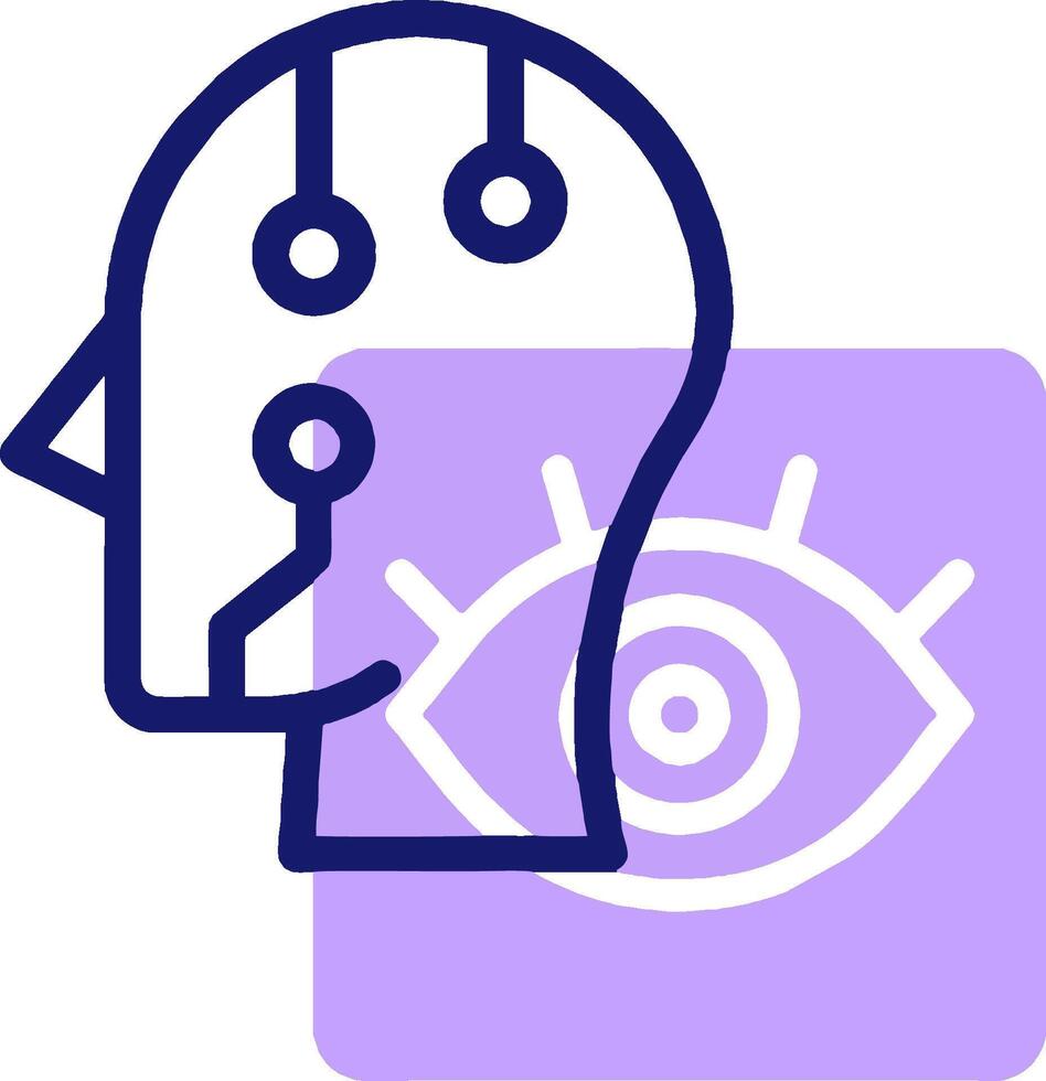 A purple icon with a brain and an eye vector