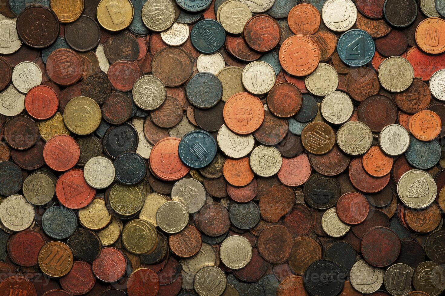 A large pile of coins is shown in this photo