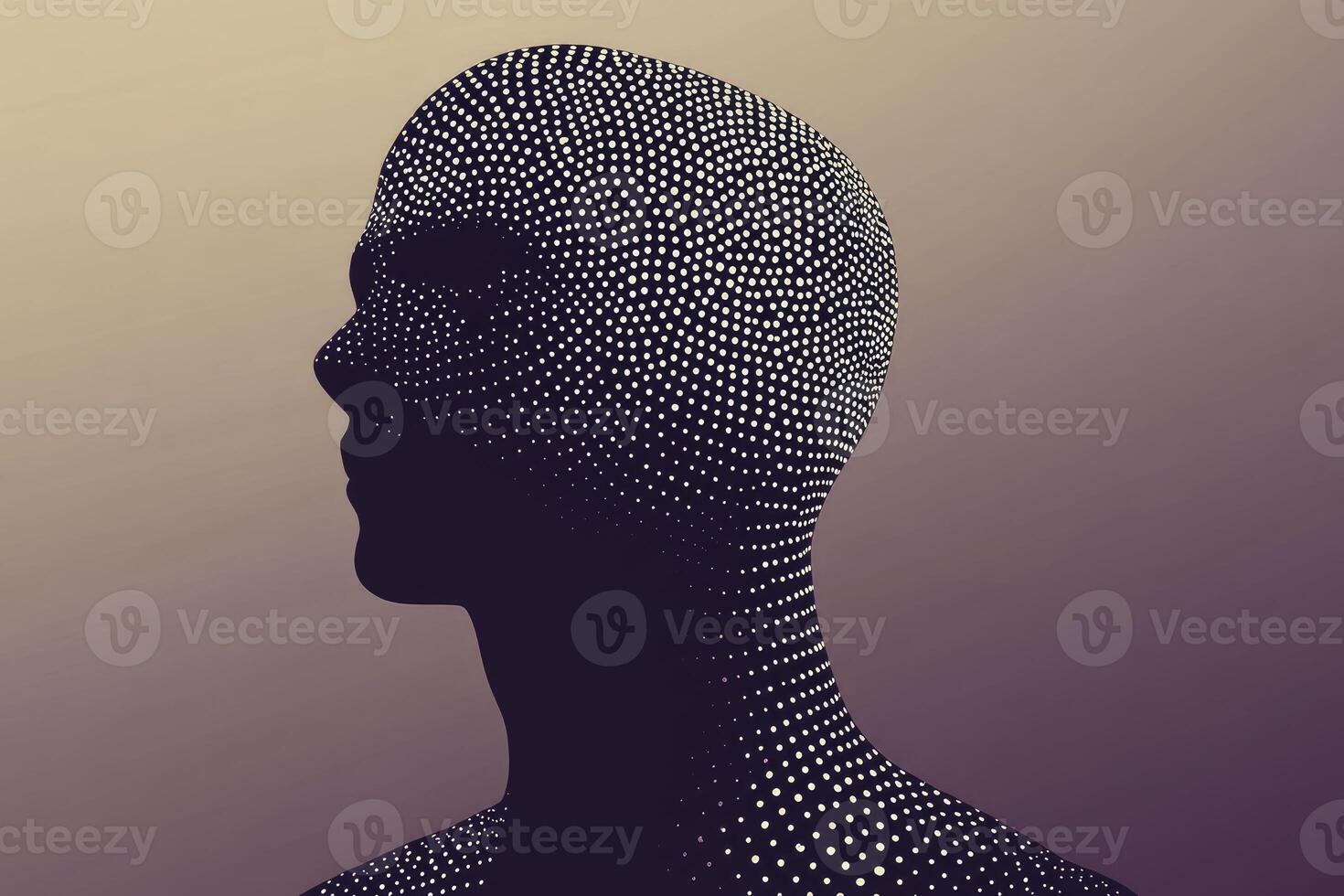 A man's head is covered in dots photo