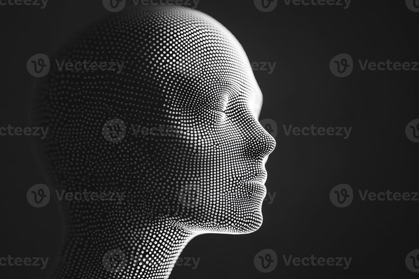 A mannequin head with a black background photo