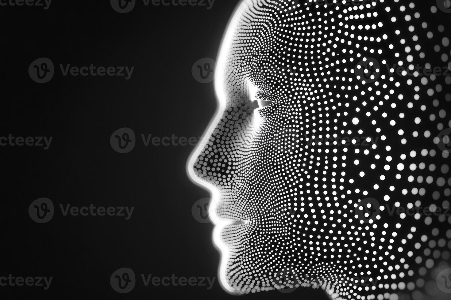 A robot head with dots on it photo