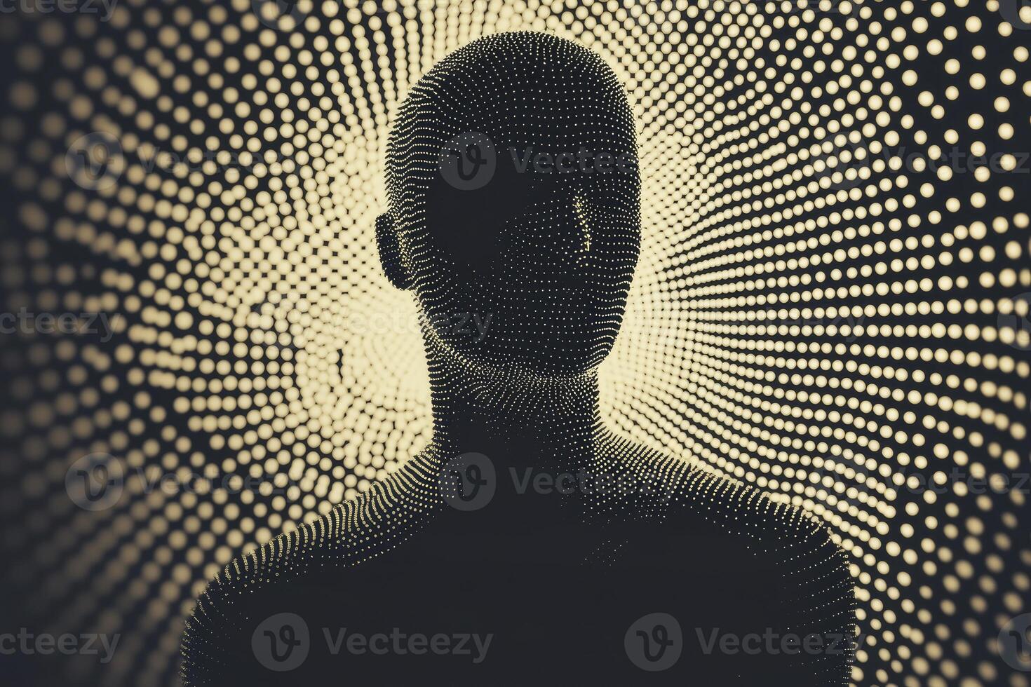 A man's head is surrounded by dots photo