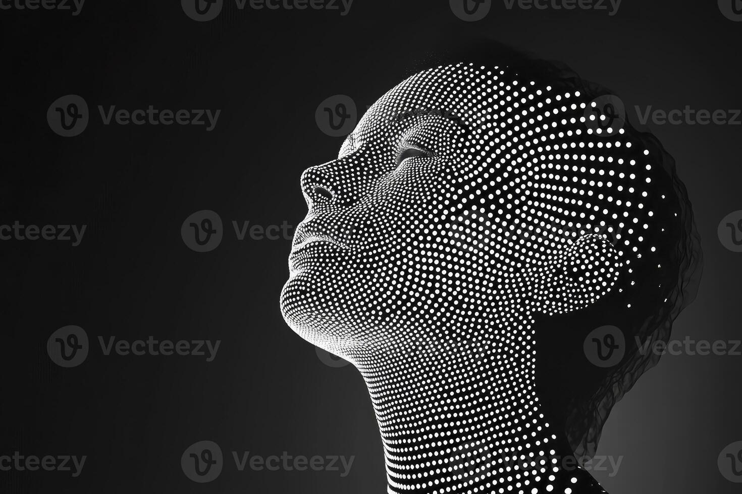 A woman's head is made up of dots photo