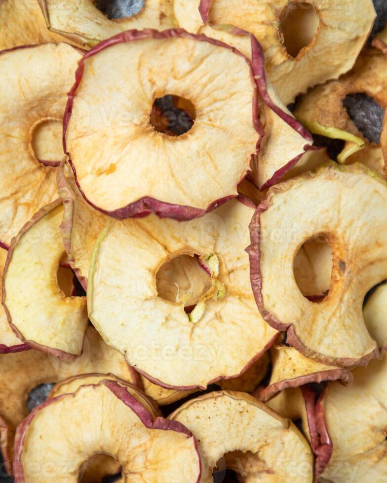 Dried apples top view photo