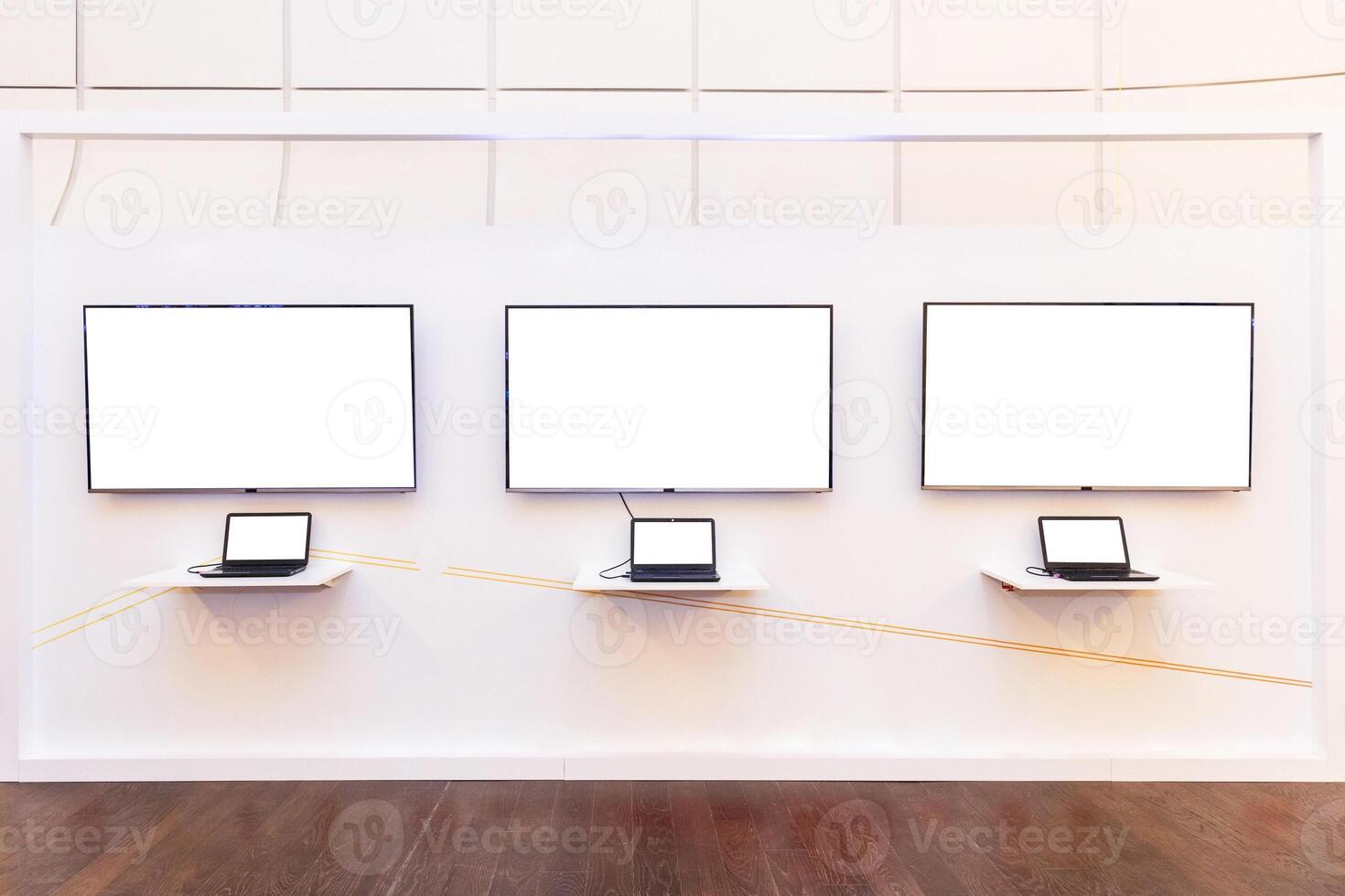 Blank mockup display with laptops at the event photo