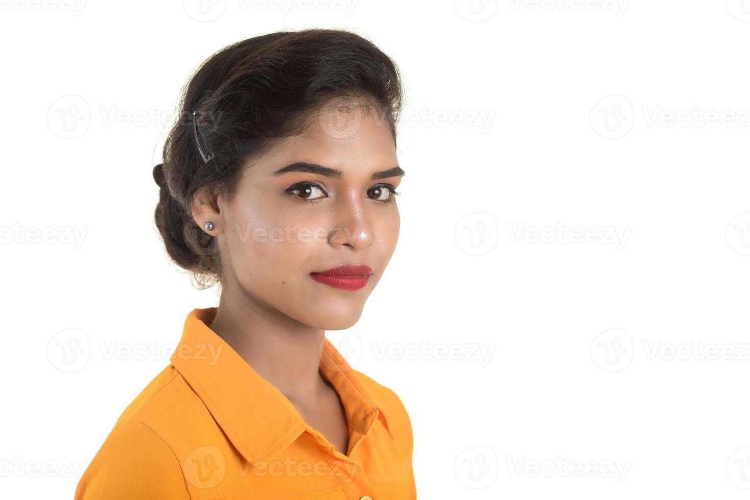 Portrait of beautiful young smiling girl photo
