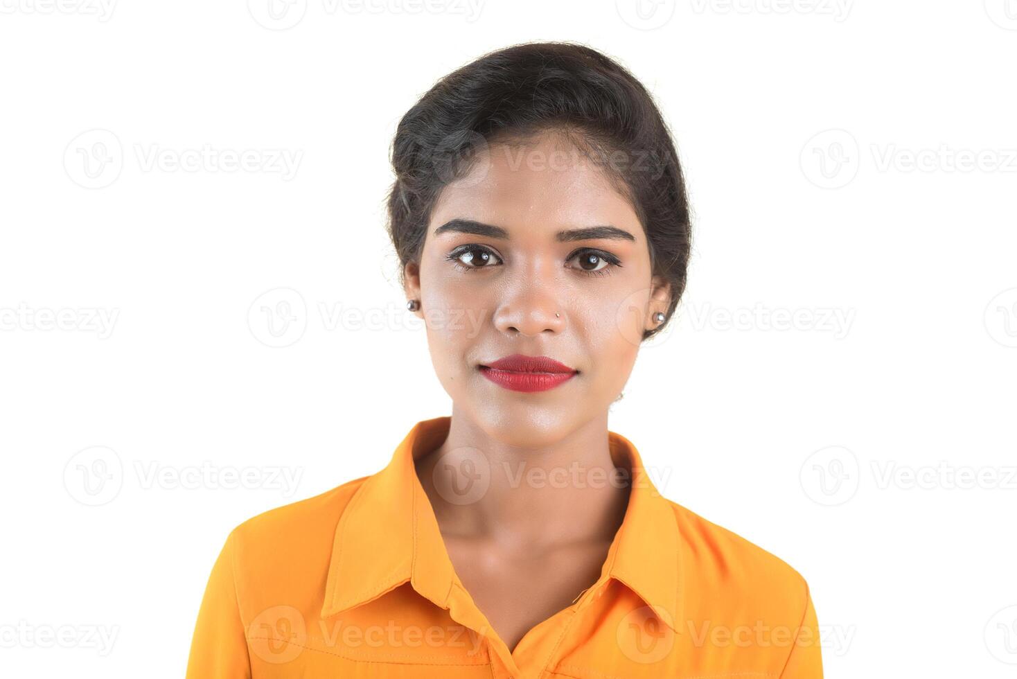 Portrait of beautiful young smiling girl photo