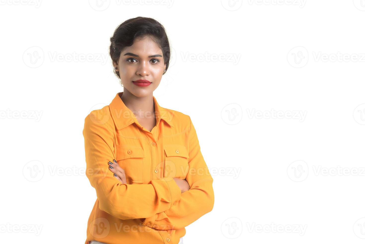 Portrait of beautiful young smiling girl photo