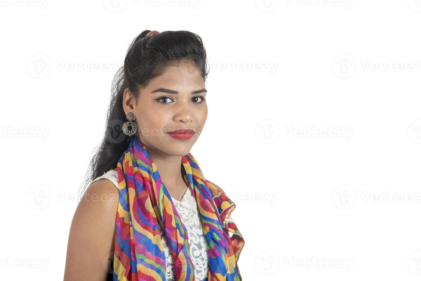 Portrait of beautiful young smiling girl photo