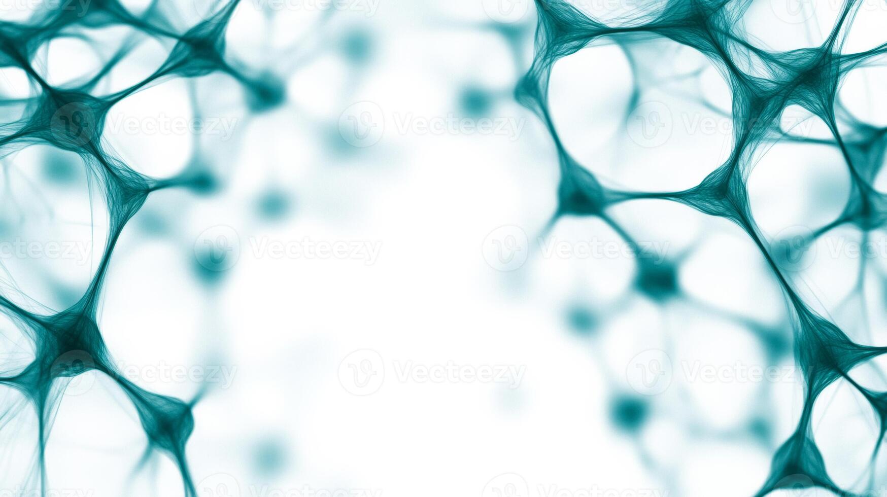 Geometric AI neural network patterns in shades of blue and green on a white background with empty space for text photo