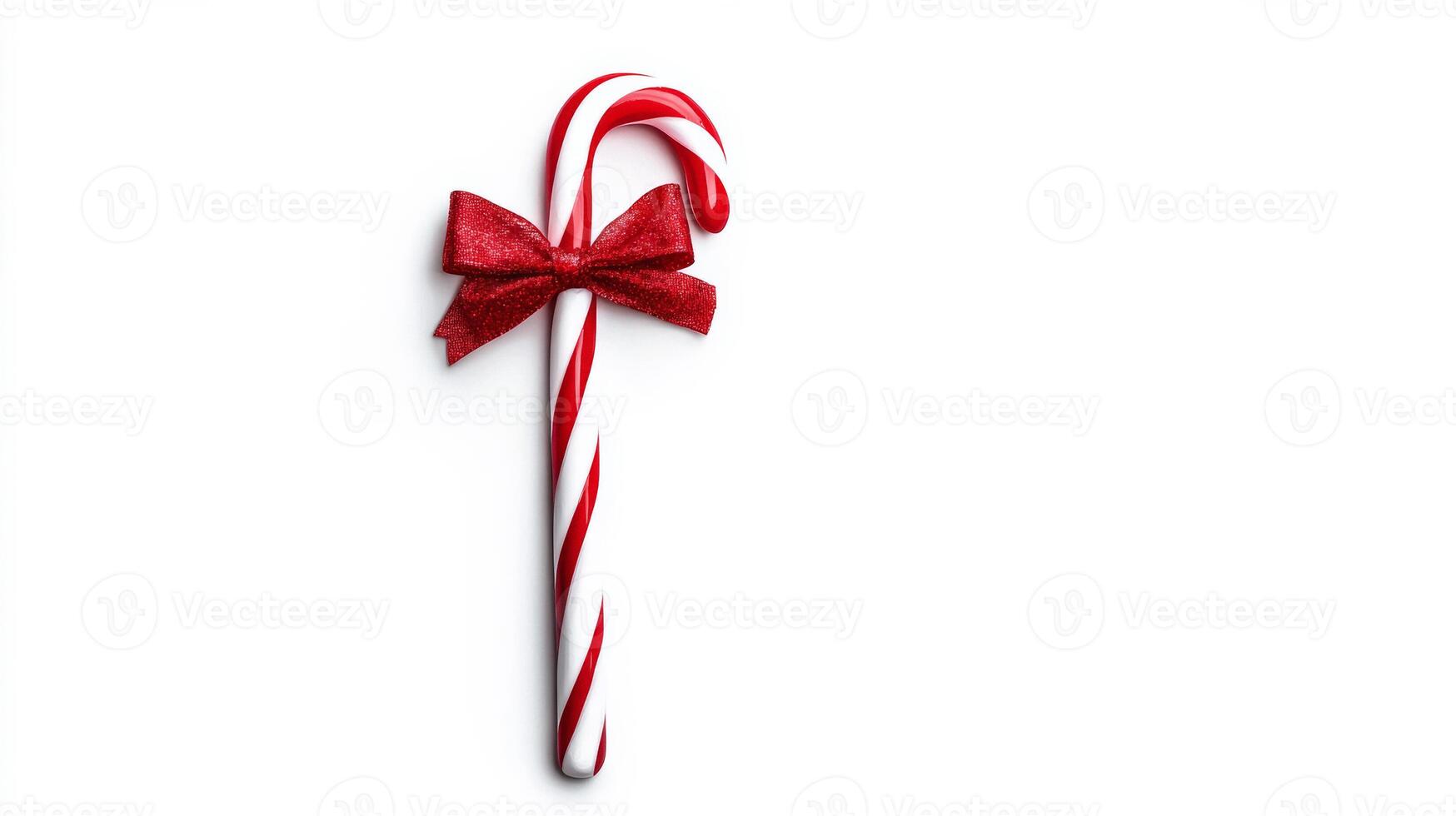 Minimalist line art of a Christmas candy cane with a small bow wrapped around it isolated on white background photo
