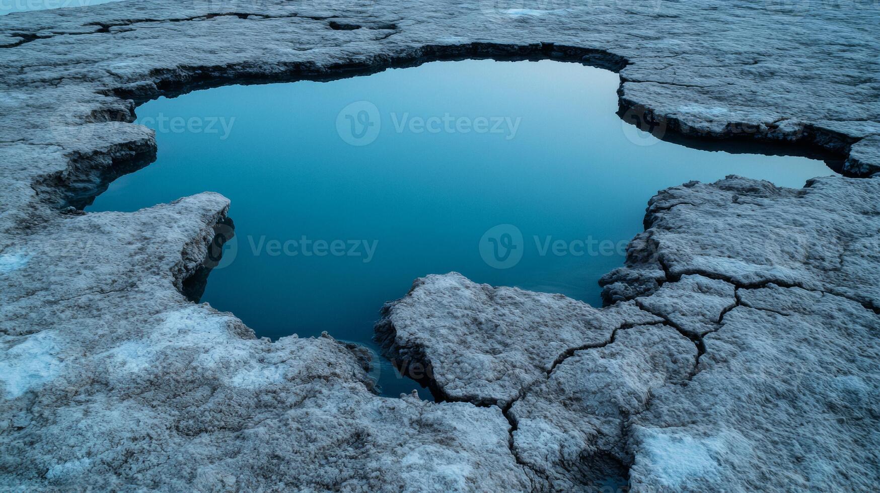 Permafrost thawing in the Arctic visible from space uneven ground with waterlogged patches and collapsed structures photo
