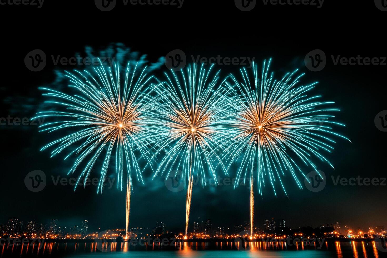 Brazilian landmarks dramatized by glorious Christmas Eve fireworks in festive celebration photo