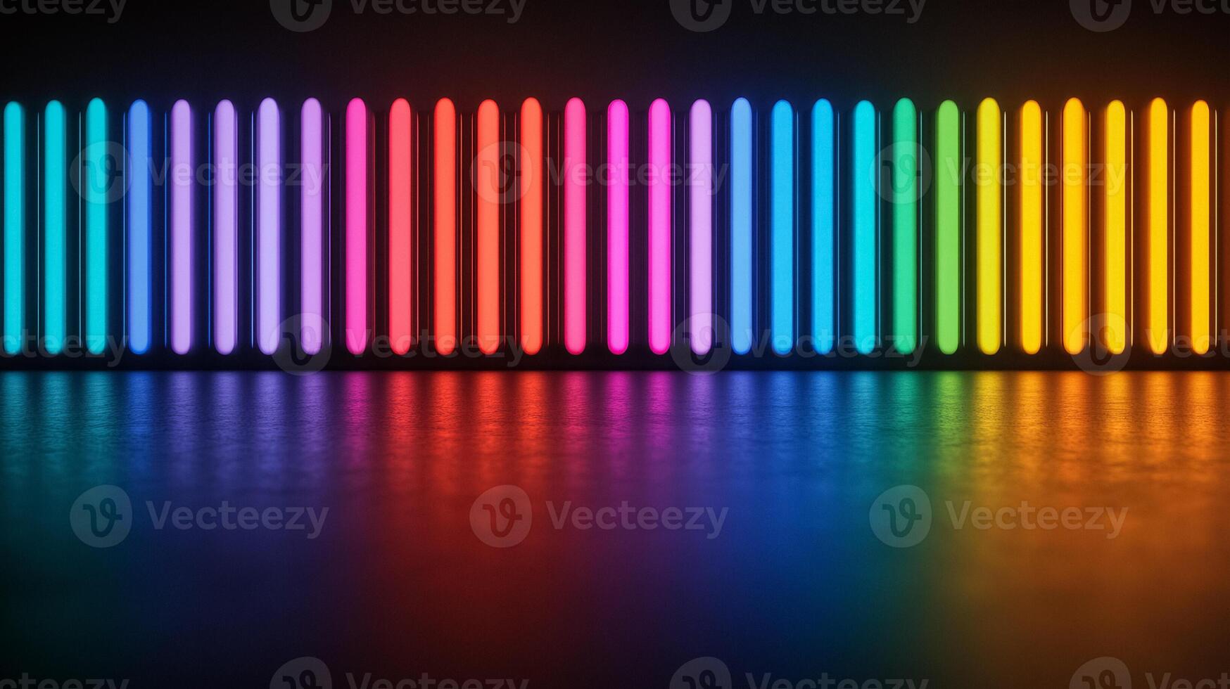 Bright multicolored sound bars sync perfectly to an invisible rhythm isolated on a black background bright colors flashing in time photo