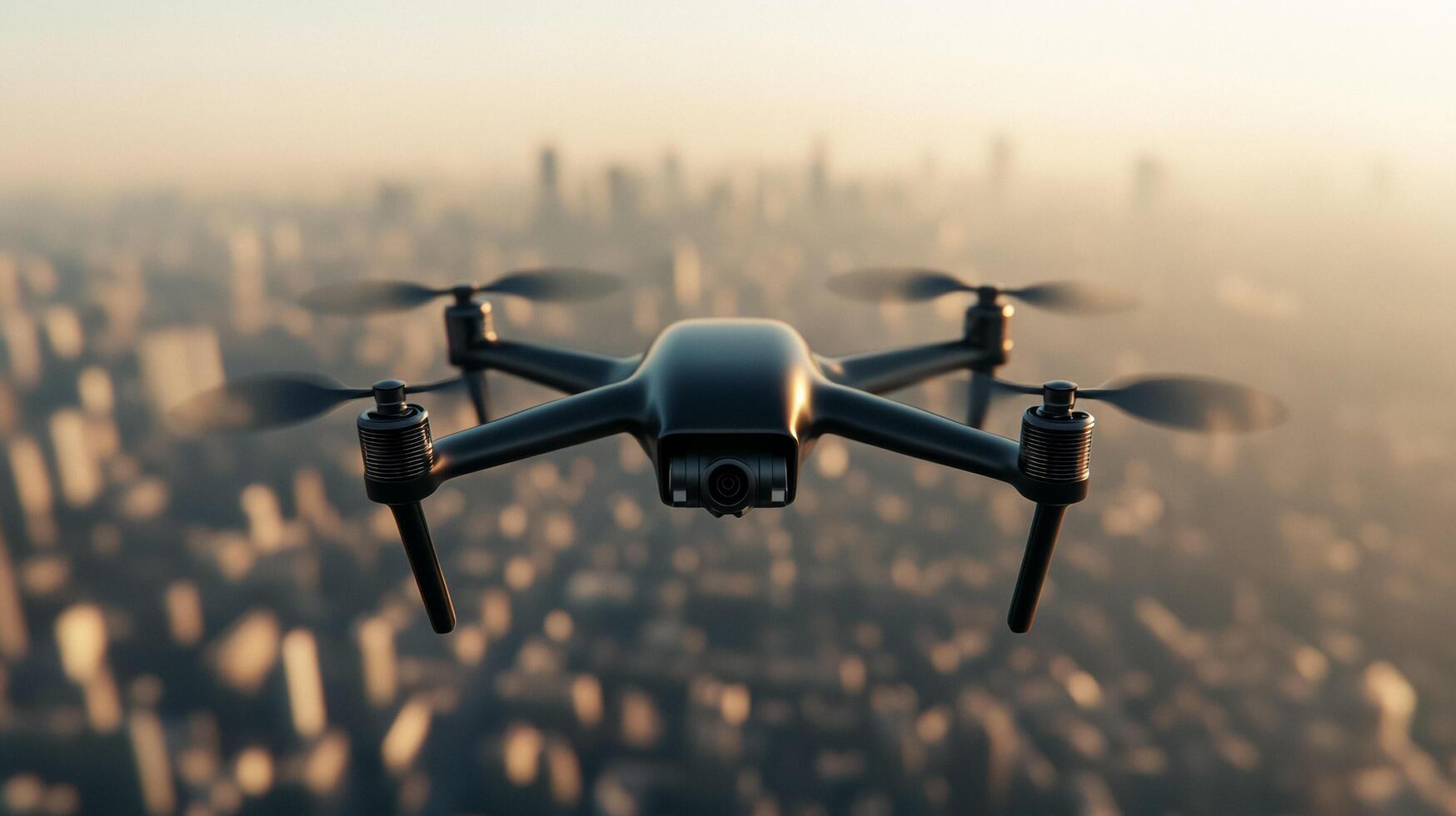 Mapping drone flying over an urban area capturing 3D data of city streets and buildings its wide lens scanning every detail below for construction planning photo