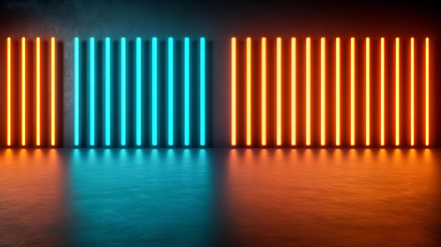 Neon soundbars rise and fall in rhythm bright orange and teal columns glowing against a jet black background visualizing a vibrant soundtrack photo
