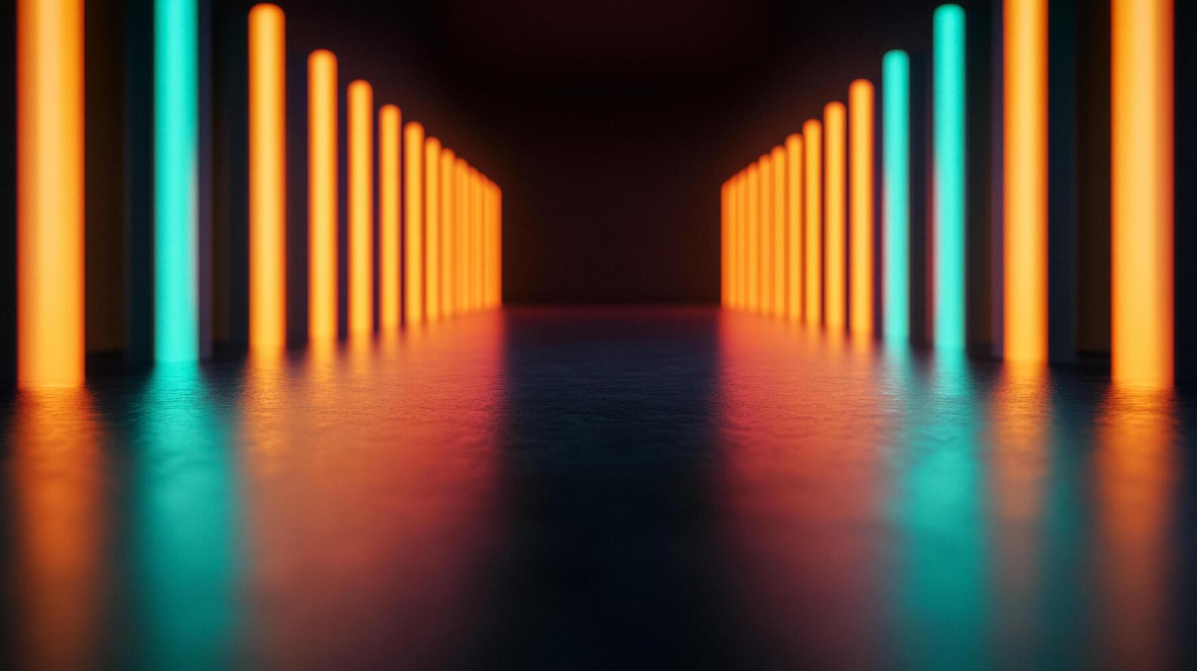 Neon soundbars rise and fall in rhythm bright orange and teal columns glowing against a jet black background visualizing a vibrant soundtrack photo