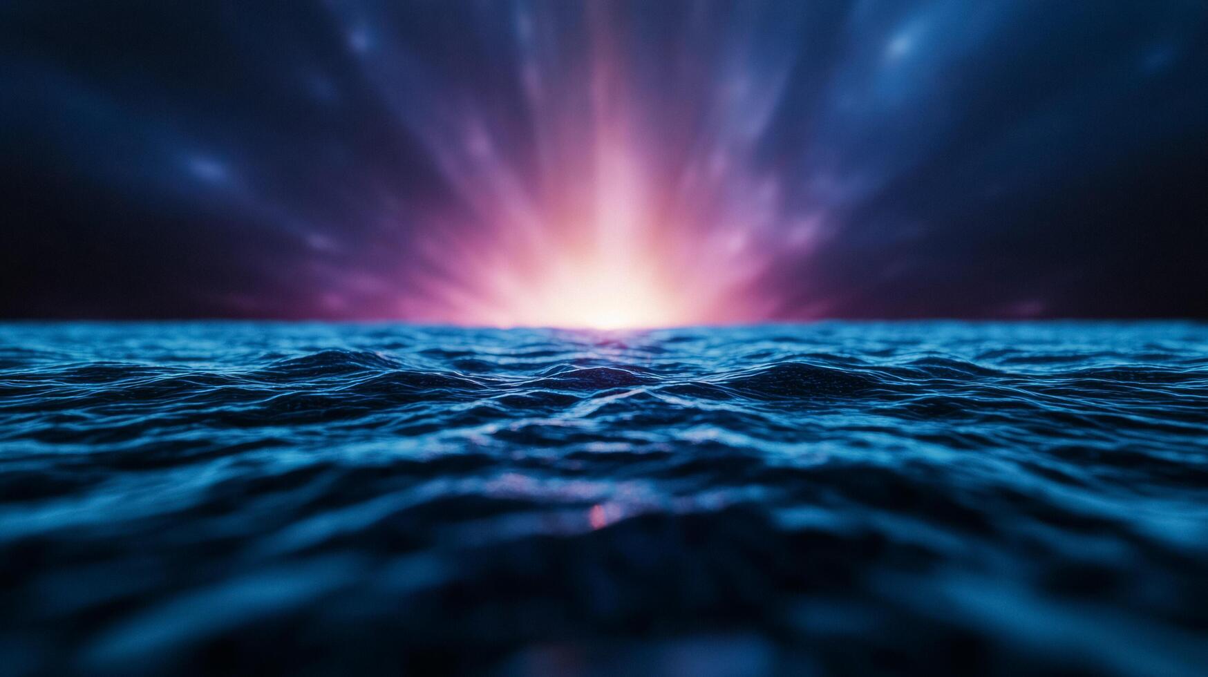 Multi colored sound frequencies pulse through space sharp blues greens and purples vibrating like strands of light in a dark abyss photo