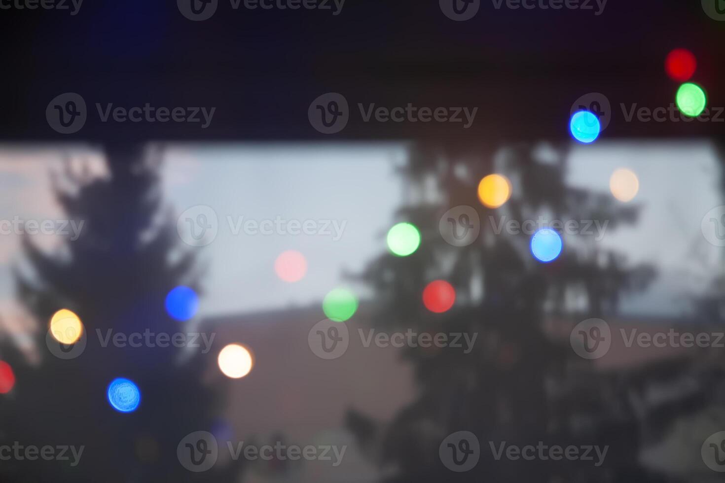 Traditional Christmas and New Year decorations. Garland lights in a home interior. photo