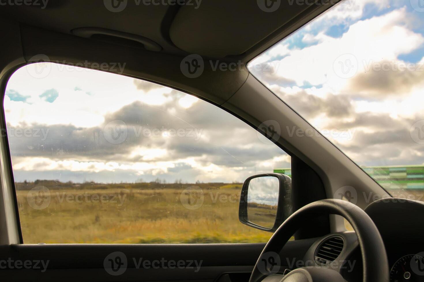 View through the moving car windscreen. photo