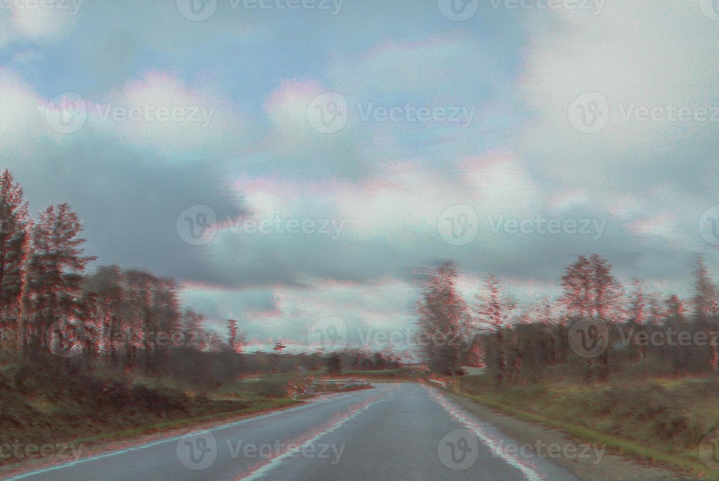 View through the moving car windscreen. photo