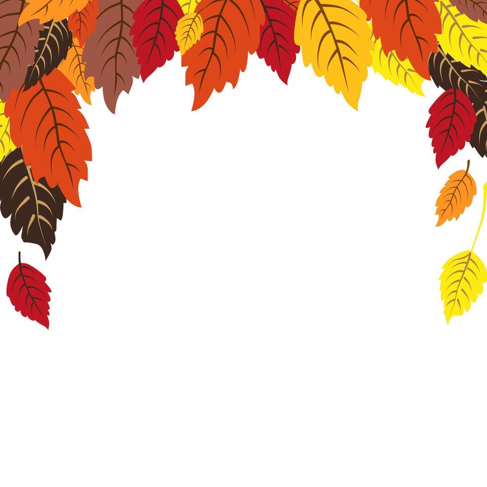 isolated square frame of yellow dry alder autumn leaves. Border for text and lettering. Isolated flat illustration with brown plant for design, greeting card, banner, board, flyer, sale, poster vector