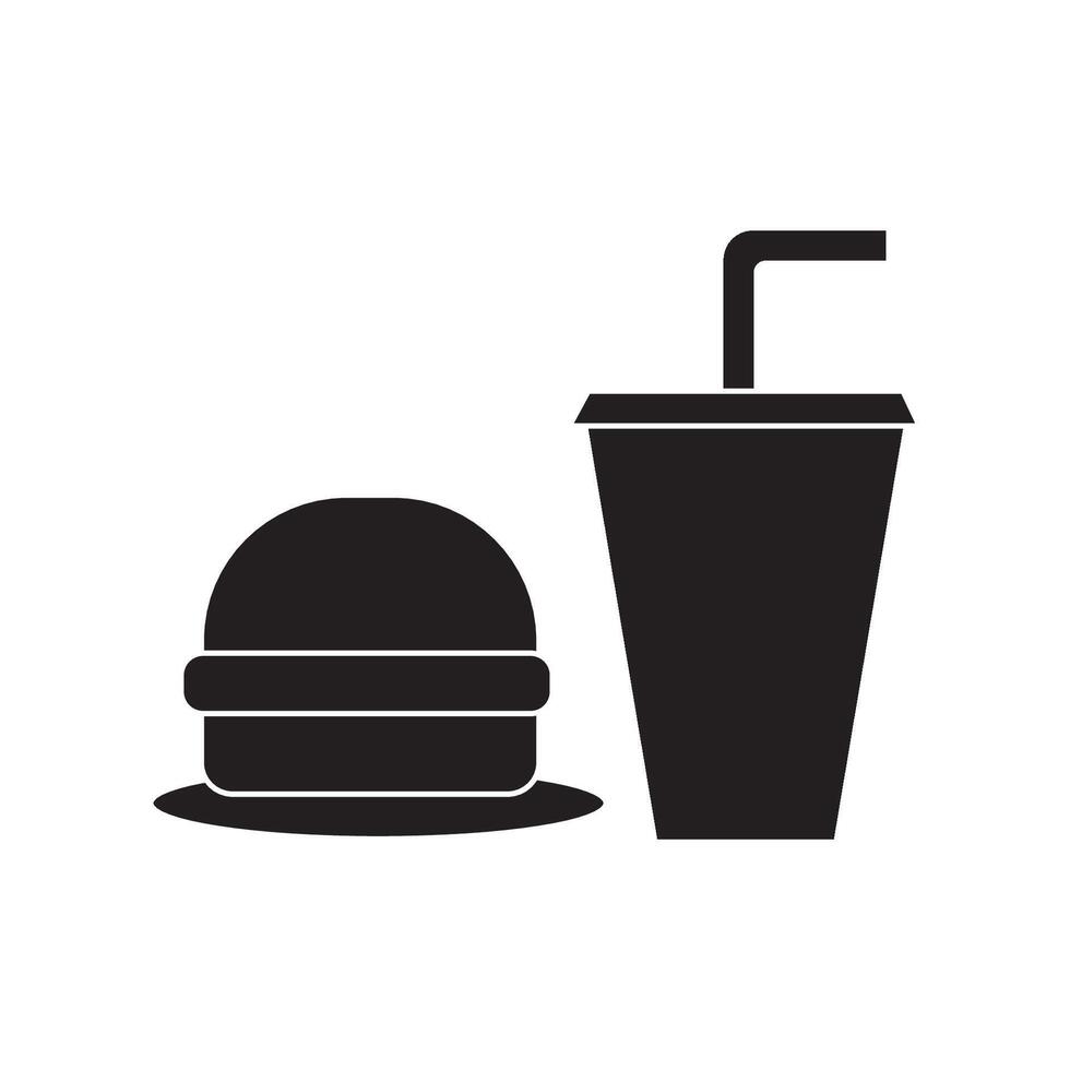 A hamburger and a cup of coffee icon vector