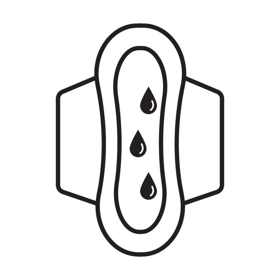 A black and white illustration of a sanitary pad vector