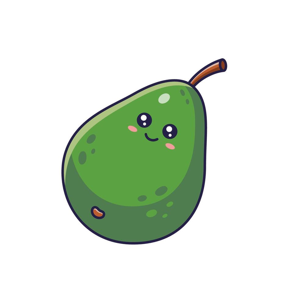 Cute Kawaii Avocado character. hand drawn cartoon icon illustration. Avocado character in doodle style. Isolated on white background. vector