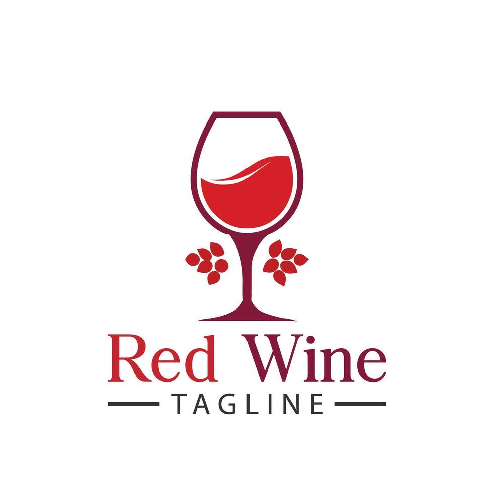 Minimal style wine bar logo template with wine glass vector