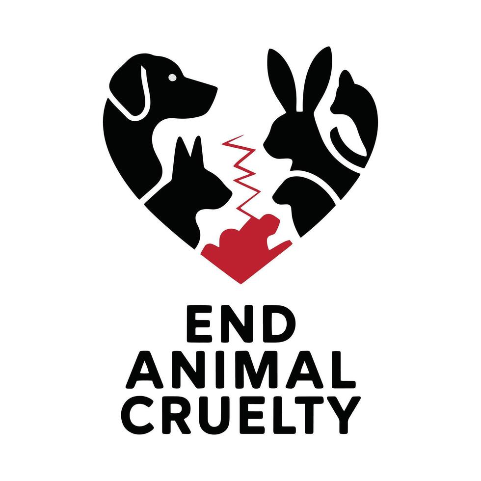 Modern End Animal Cruelty T Shirt Design, Stop Animal Abuse T Shirt Design vector