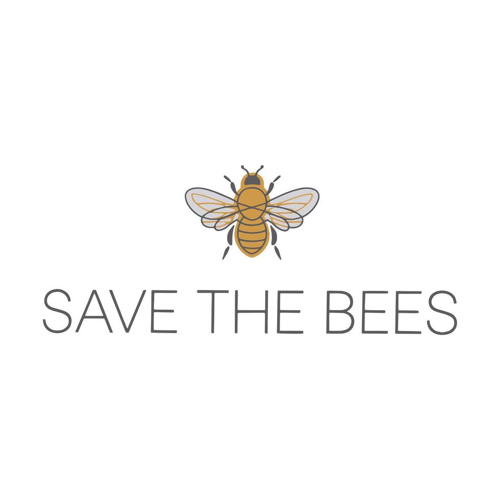 Fashionable Save The Bees T Shirt Design With A Minimalist Touch vector