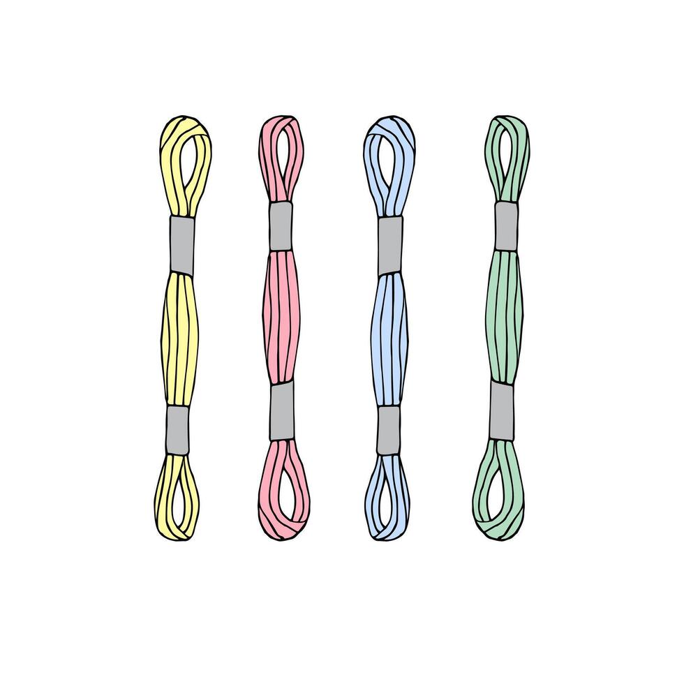 Set of embroidery floss threads vector