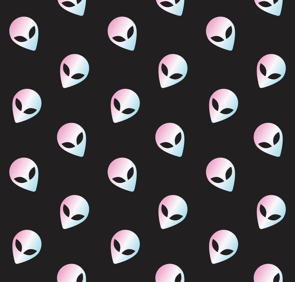 Seamless pattern of alien face vector