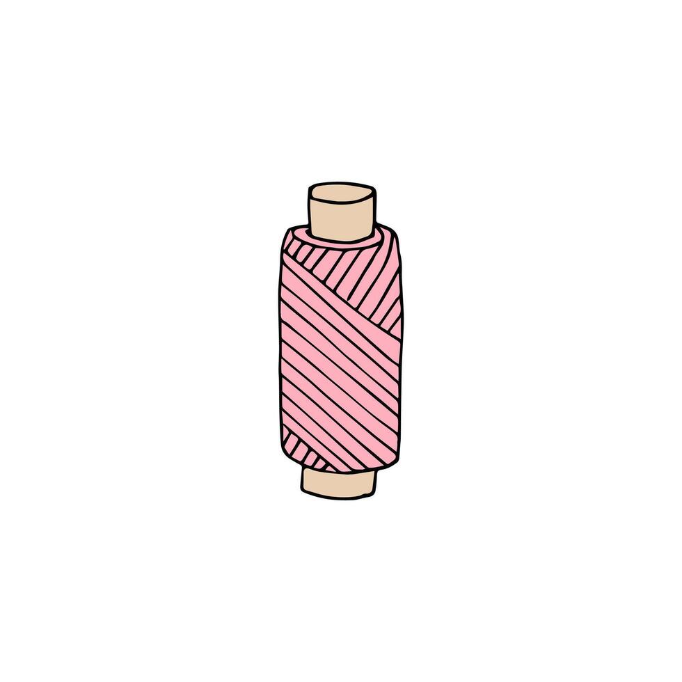 Hand drawn doodle sketch threads spool vector