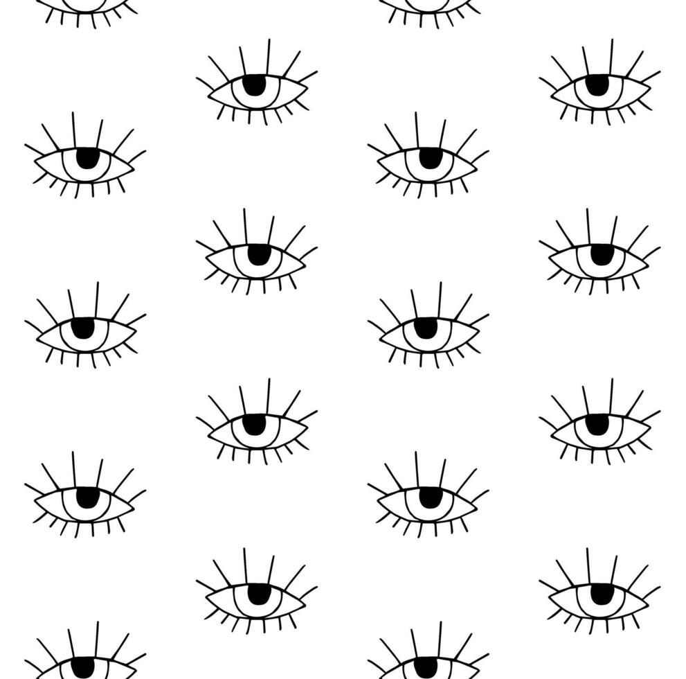 Seamless pattern of sketch eyes vector