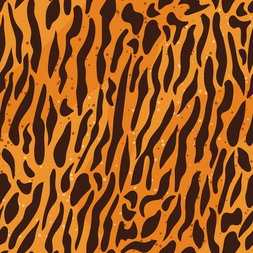 Tiger Print Seamless Pattern. Animal Skin. Abstract Pattern on Red Backdrop. Hand Drawn Tiger Skin Background. Tile with Wild Animal Fur. vector