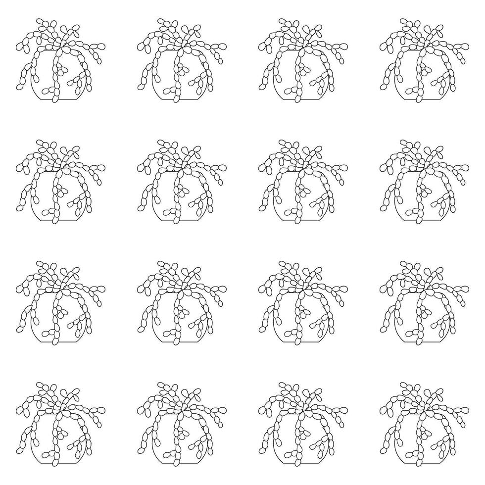 Cactus succulent in a pot in doodle style. Simple seamless pattern. illustration. vector