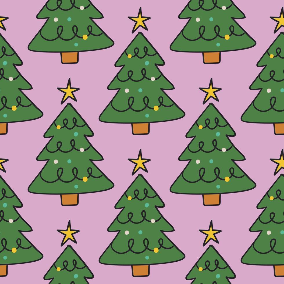 Christmas Tree Seamless Pattern Winter Christmas Background vector
