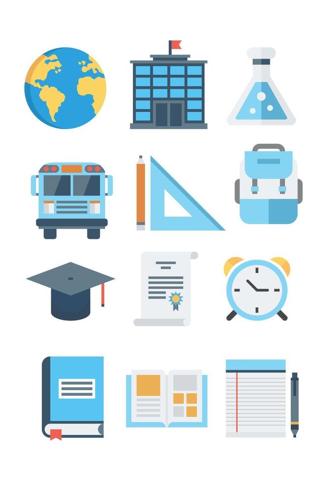 School education icon set illustration vector