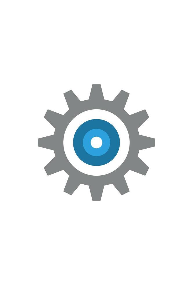 A blue and gray gear icon on a white background vector