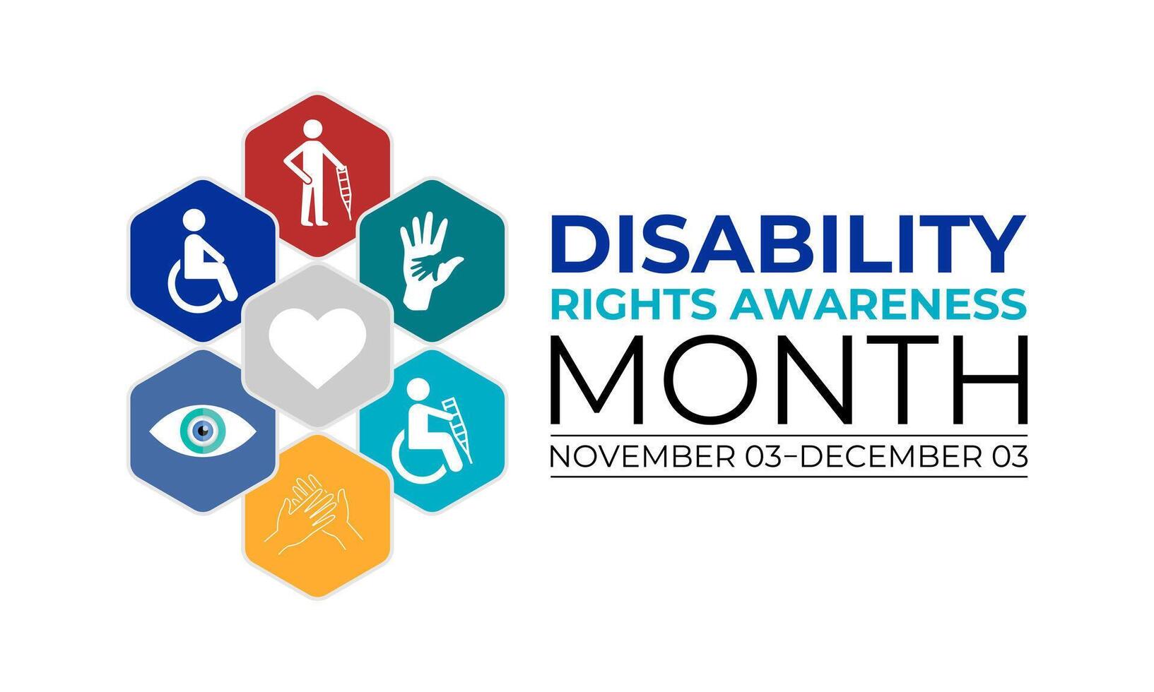 Disability rights awareness month observed each year from November. vector