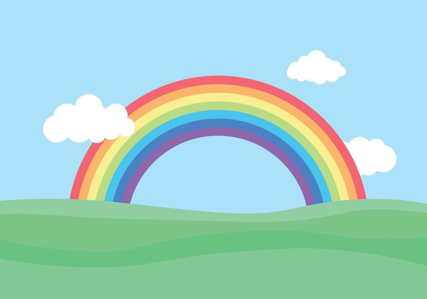 rainbow and clouds in the sky, design vector