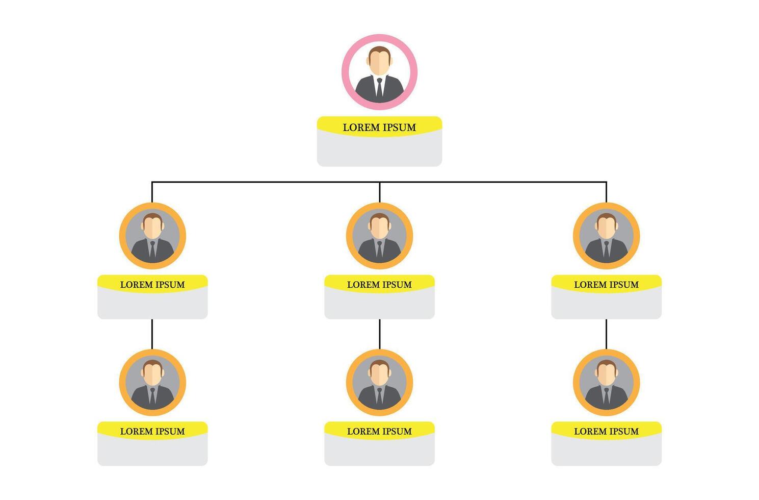 Organization Chart Infographics with People Icon and Abstract Line, Business Structure, Illustration vector