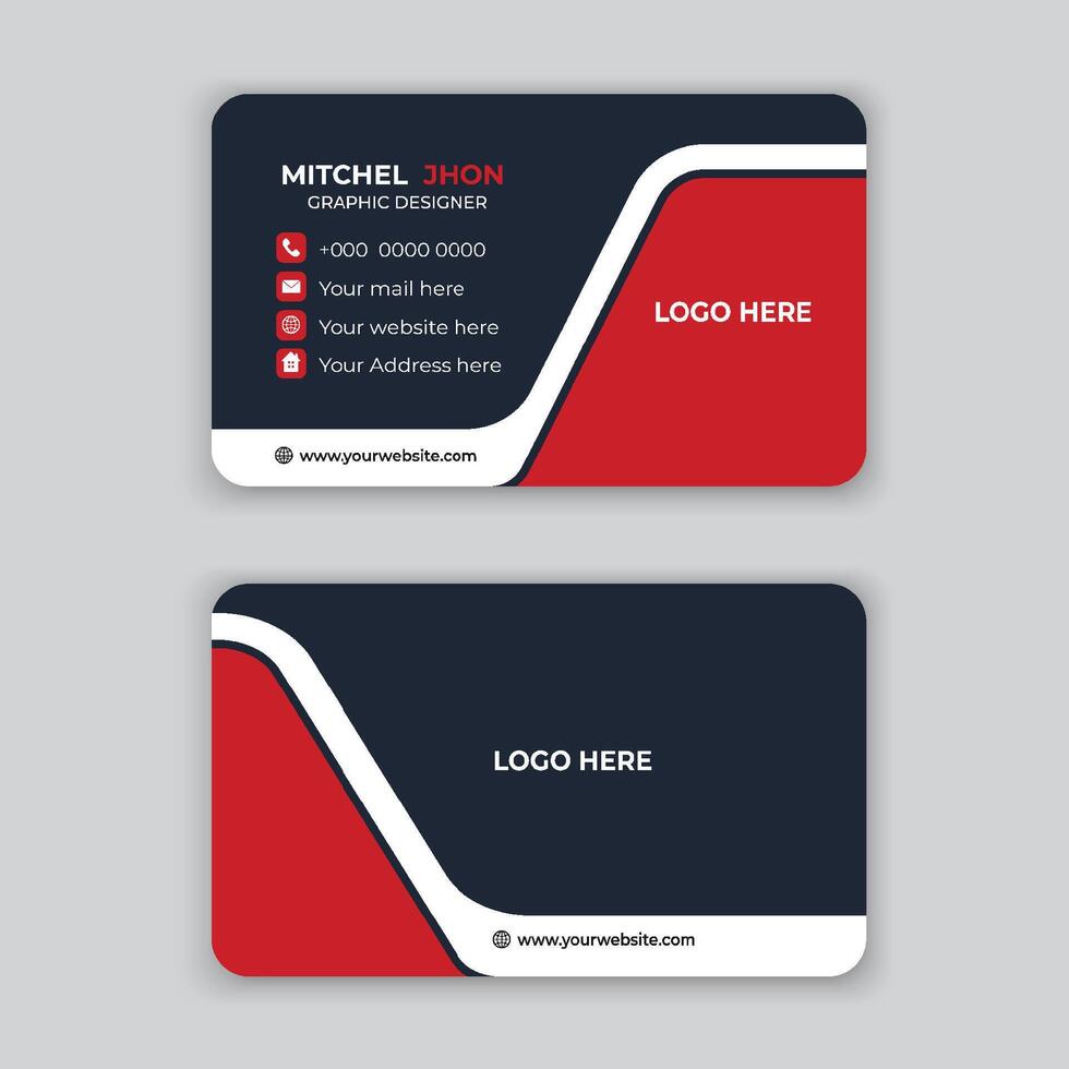 Two business cards with red and black design vector