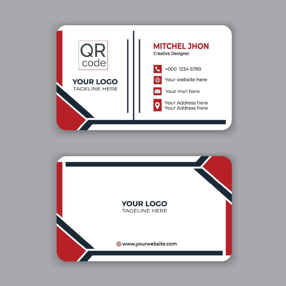 A business card with red, white and blue colors vector