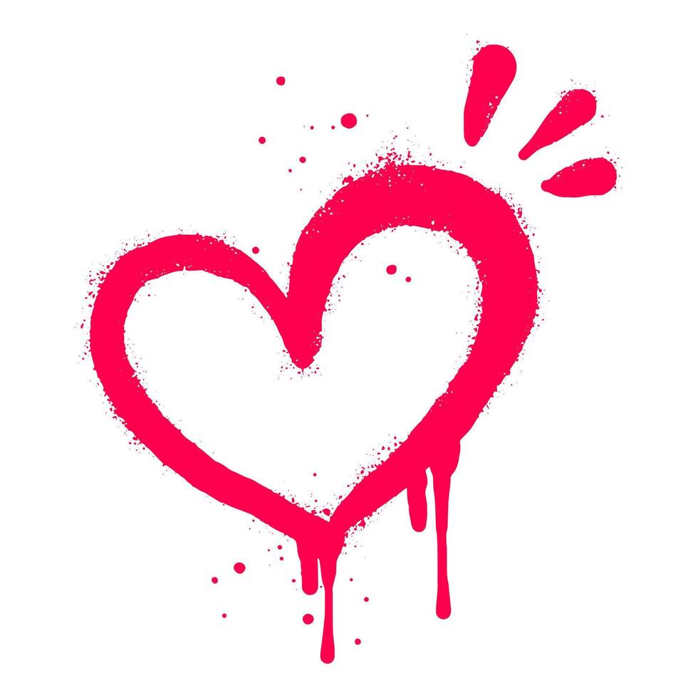 Spray painted graffiti heart sign in red over white. Love heart symbol. isolated on white background vector