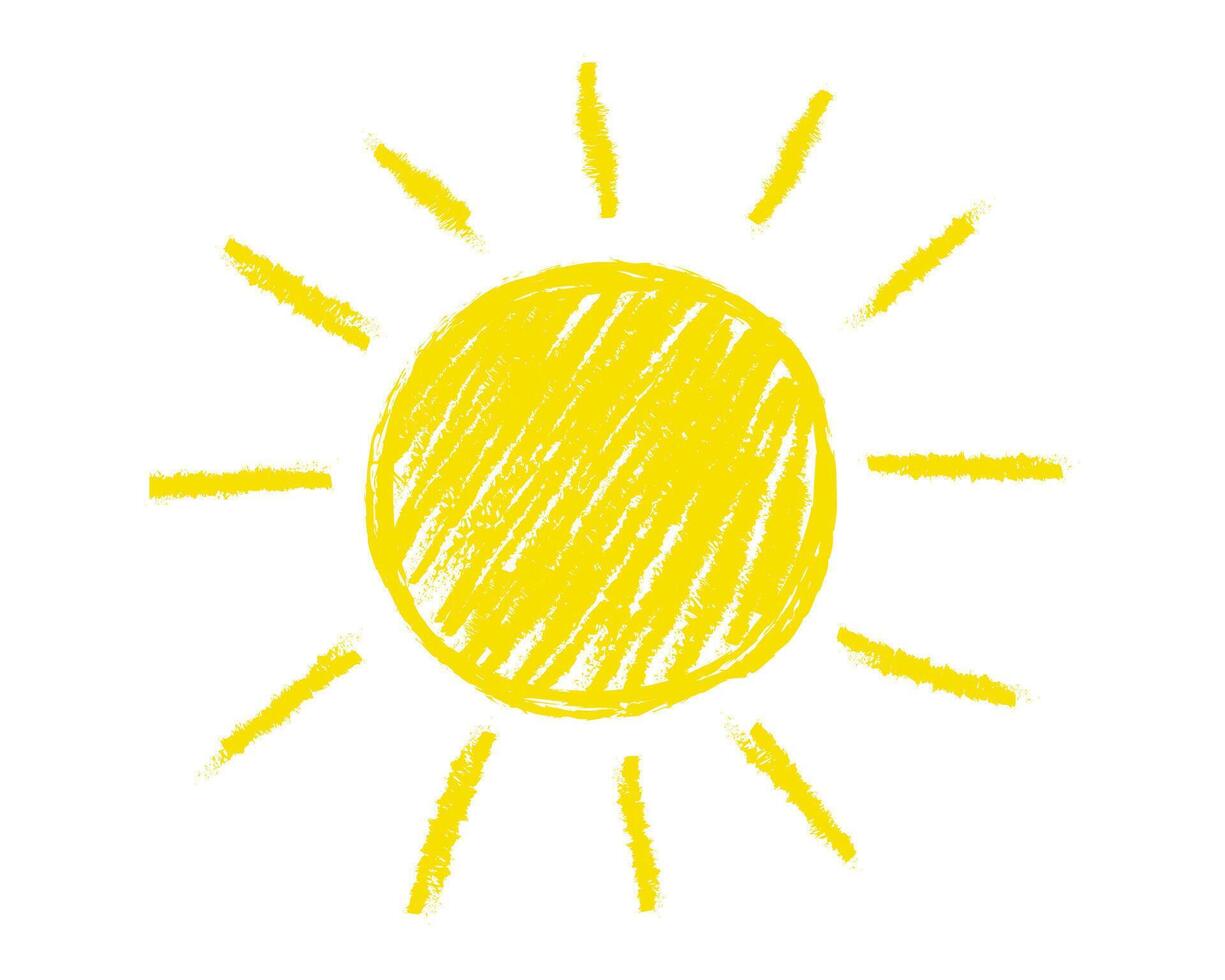 Kids drawing. Doodle sun drawing. isolated on white backgroun vector