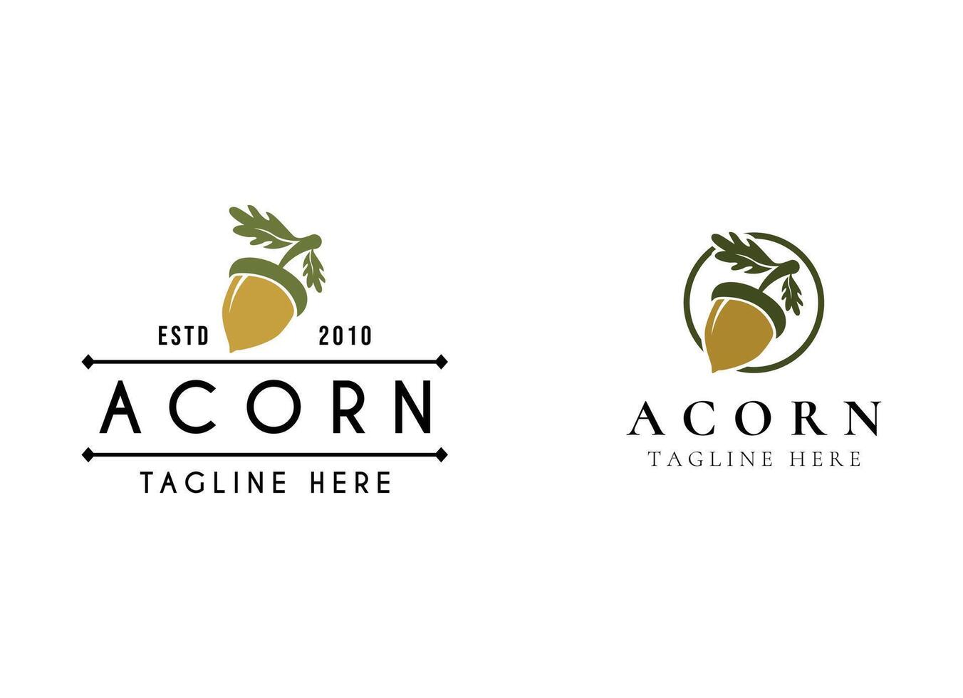 Oak leaf acorn logo simple. Simple Acorn or Oaknut with Oak Leaves Branch silhouette classic logo design vector